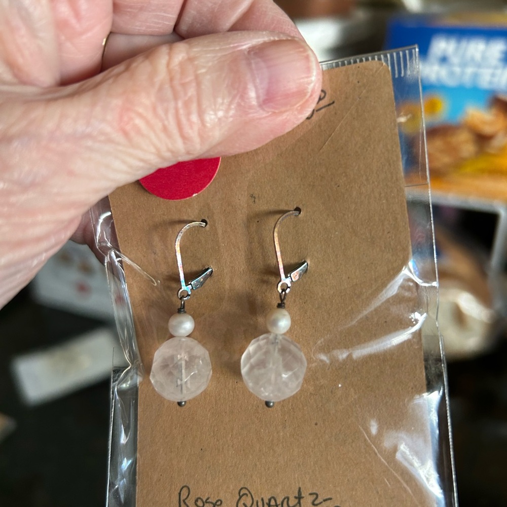 Elegant Rose Quartz and Freshwater Pearl Dangle Earrings